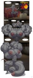 bobthetanuki cringe drug_use extrasizedbob gilf grey_fur hyper hyper_balls hyper_muscles hyper_nipples hyper_pecs hyper_penis master_splinter_(tmnt_2003) mature_male steroids