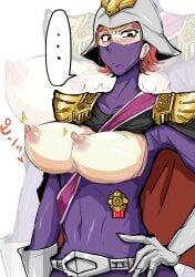 ... 1girls boobs breasts fate_(series) female kycilia_zabi kyoukotsu02 navel_visible_through_clothes nipples no_bra simple_background tits woman