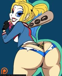 1girls aonp0001_(coloring) arms_up ass ass_cleavage ass_crack back_view baseball_bat batman_(series) batman_symbol bent_over big_ass big_breasts big_butt breasts busty butt_crack colored curvy dc dc_comics denim denim_shorts edit english_text exposed_g-string exposed_thong exposed_underwear eyelashes female female_only fingerless_gloves g-string g-string_exposed g-string_showing gloves harley_quinn hourglass_figure human looking_at_viewer looking_back manic47 multicolored_hair open_mouth open_vest panties panties_exposed panties_showing patreon pose posing shadow short_hair short_shorts shorts sideboob solo standing suicide_squad tearing_clothes text thong thong_above_shorts thong_panties thong_showing thong_underwear tied_hair torn_clothes twintails underwear vest voluptuous wide_hips