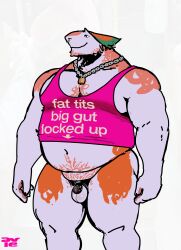 anthro avie aviesergal balls bara belly belly_peek body_hair chains chastity_cage chastity_device chest_hair clothing crop_top ear_piercing ear_ring facial_piercing gay gay_anal gay_male gay_sex genitals happy_trail hi_res homosexual homosexual_male homosexual_sex jewelry lock male male/male male_only male_penetrated male_penetrating male_penetrating_male musclegut muscular muscular_male navel necklace nose_piercing pecs penis piercing pubes ring_piercing septum_piercing sergal shirt small_penis smile solo tank_top topwear