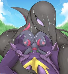 1boy 1girls anthro anthro_on_anthro black_body bodily_fluids breast_grab breasts cowgirl_position cum cum_on_face detailed_background duo female female_on_top female_penetrated female_pokemon first_person_view from_front_position genital_fluids genitals hand_on_breast hi_res interspecies male male/female male_on_bottom male_penetrating male_penetrating_female male_pokemon male_pokemon/female_pokemon male_pov male_toxtricity multicolored_body nintendo nipples on_bottom on_top penetration penile penile_penetration penis penis_in_pussy pokémon_(species) pokemon pokemon_(species) purple_body pussy salazzle sex smile toxtricity vaginal_penetration video_games winick-lim yellow_body