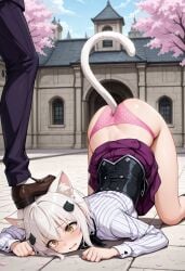 ai_generated cat_ears cat_tail high_school_dxd koneko_toujou panties pussy small_breasts
