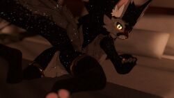 backsack blush collar femboy laying_on_bed looking_at_viewer novabeast presenting thighhighs vrchat