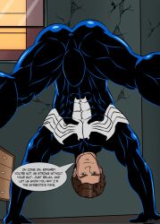doggy_style marvel peter_parker speech_bubble spider-man:_the_animated_series spider-man_(series) symbiote symbiote_suit teasing unseen_character visible_ass visible_asshole visible_penis