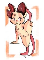 3_fingers 4chan_anon anus blush cheek_tuft crotch_tuft facial_tuft feet female fingers flat_chested flexible fur genitals head_tuft innie_vulva looking_aside mammal mina_(mina_the_hollower) mina_the_hollower mouse murid murine navel nipples notched_ear nude nude_anthro nude_female one_leg_up pink_nipples presenting presenting_vulva pubes raised_leg rodent simple_background soles solo splits spread_legs spreading tuft unknown_artist vulva white_background white_body yacht_club_games