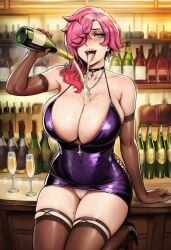 1girls ai ai_assisted ai_generated alcohol bar big_breasts blue_eyes choker cleavage curvaceous curvy curvy_body curvy_female curvy_figure dress drink drinking drinking_alcohol drinks drunk elbow_gloves female female_only gloves luxurious oc original original_character panties panty_peek pink_hair prussia123 purple_dress request requested sexy_body sexy_clothing sexy_female short_hair skimpy skimpy_clothes skimpy_dress solo solo_female spilling spilling_drink_on_self thick thick_hips thick_thighs