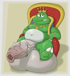 1boy amphibian anthro balls ballsack belly big_balls big_penis crown enormous_balls enormous_cock fat fat_belly fat_male foreskin frog furry furry_male furry_only genitals gigantic_balls gigantic_penis green_skin huge_balls huge_cock king large_balls large_penis male male_nipples male_only mario_(series) massive_balls massive_penis mature mature_male moobs nintendo nipples overweight overweight_male penis rokie38 royalty sitting sitting_on_throne testicles throne vein veiny_penis wart_(mario)