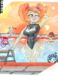 one-piece_swimsuit plants_vs_zombies pool soldier somen somena_(somen) sunset swimsuit tagme zombie_girl