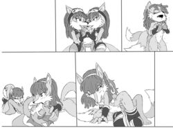 anthro archie_comics duo elias_acorn fellatio female group group_kissing hb_lint hi_res kissing leeta_wolf_(character) lyco_wolf_(character) male male/female mobian_(species) monochrome oral penile sega sex sonic_(series) sonic_the_hedgehog_(archie) sonic_the_hedgehog_(comics) sonic_the_hedgehog_(series)