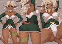 1girls aisha_clanclan ass breasts catgirl cleavage dark-skinned_female dark_skin female female_only iwbitu looking_at_viewer outlaw_star panties spread_legs