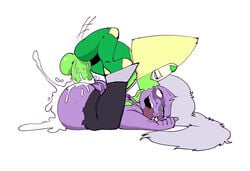 1futa 1girls ahe_gao amethyst_(steven_universe) big_ass blush cheek_kiss cum cum_in_mouth cum_inside daredemon7000 female futa_on_female futadom futanari kiss_on_cheek large_penis laying laying_down laying_on_back leaking leaking_anus legs_apart legs_up long_hair no_panties orgasm peridot_(steven_universe) plump plump_ass plump_lips semen sex short_hair shortstack steven_universe thick_thighs torn_clothes torn_clothing torn_pants vagina vaginal_insertion vaginal_penetration