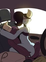 ass ass_grab big_ass big_breasts big_penis blue_skin breast_press breast_squeeze breasts breasts_against_chest breasts_out bubble_ass bubble_butt caesar_(peculiart) car choker collar dandy_demons hair hair_covering_eye hair_covering_one_eye hair_over_one_eye horn horns in_car measuring_penetration_depth peculiart penis penis_between_ass purple_hair red_skin rubbing_penis rubbing_pussy silvia_(peculiart) tube_top tubetop vein veins veiny veiny_penis