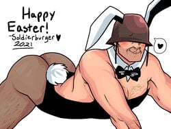 ass ass_up bara bunny_ears bunnysuit gay pecs soldier soldier_(team_fortress_2) team_fortress_2 unrealreality yaoi