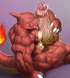 abs autofellatio biceps blue_eyes charmeleon dragon drool drooling fire flame furry furry_only grabbing_penis holding_penis hyper hyper_balls hyper_genitalia hyper_penis hyper_testicles kurogonart kuroma licking_penis looking_back_at_viewer male male_focus male_only masturbation muscle muscles muscular muscular_arms muscular_back muscular_legs muscular_male muscular_thighs nintendo pecs pierced_nipples pierced_nose piercing pokémon_(species) pokemon pokemon_(species) precum precum_drip precum_on_penis precum_string red_skin smile stroking_cock stroking_penis touching_penis veins veiny_muscles veiny_penis