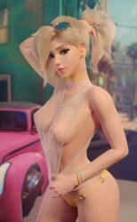 1girls 3d 4k areolae big_breasts bikini blizzard_entertainment blonde_hair blue_eyes blue_nail_polish blue_nails bracelet breasts clothed_female clothing earrings female female_only forceballfx high_resolution highres long_hair mercy nipples nipples_visible_through_clothing overwatch ponytail shiny_skin sunglasses sunglasses_on_head sweat sweating sweaty thick_lips transparent_clothing wet wet_clothes wet_shirt wet_skin