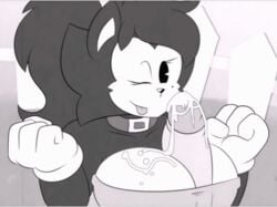 1boy 1girls animated anthro big_breasts big_penis black_and_white black_and_white_fur black_hair black_nose blinki_the_wolf blowjob breasts clothed_sex clothing cum cum_on_breasts cumshot deep_throat deepthroat edit fellatio female female_focus fleischer_style_toon gif high_resolution looking_at_viewer missmoonified mklancer00 oral oral_sex paizuri rubber_hose rubberhose smile straight tagme wink winking winking_at_viewer