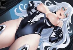 1girls ai_generated areola areolae belly_button_visible_through_clothing big_breasts black_heart blue_eyes blush bodysuit breasts breasts_out choujigen_game_neptune eyeliner female fit_female flashing_breasts gloves hair_between_eyes indoors light-skinned_female light_skin long_hair looking_at_viewer looking_down nipples open_mouth primosensei showing_breasts showing_off smiling sole_female solo_female sweat sweatdrop taking_clothes_off thick_thighs thighs tight_clothing tits_out white_hair wide_hips
