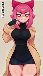 ai_generated animated animation black_clothing black_skirt brawl_stars coat large_breasts looking_down melodie_(brawl_stars) moving_breasts tagme thighs video