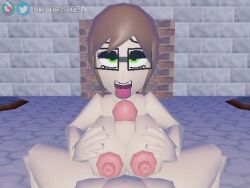 1boy 3d angie_(cappyadams) blender blender_eevee boobjob erect_nipples female female_focus large_breasts large_nipples low_poly lowpoly male_pov moaning_female nekoaiko3d paizuri pov self_insert tagme video