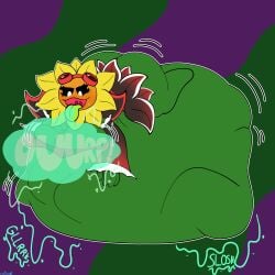 belly belly_bulge breasts female_pred hyper hyper_belly plants_vs_zombies pred pvz solar_flare_(pvz) sunflower_(pvz) vore vore_belly vorock