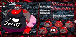 belly crystal_body crystal_skin fat fat_belly fat_female fat_fetish female female_only golem obese obese_anthro obese_female oc overweight red_skin reference_sheet rock_gal rock_monster roxanne_bouldrex_(rujissecretaccount) ruby rujissecretaccount sandals shiny_skin stone_body stone_skin