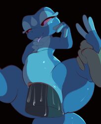 animated anus black_background blue_body blue_tail duo erection female feral fingers gecqua generation_10_pokemon genitals heart_symbol hi_res looking_at_viewer male male/female miori nintendo penetration penile penile_penetration penis pokemon pokemon_(species) pokemon_ww purple_eyes quadruped rokitsune sex simple_background smile tail tongue tongue_out vaginal_penetration vulva