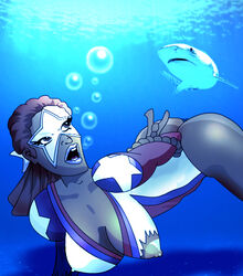 1girls dark-skinned_female dark_skin female miss_adventure shark tagme