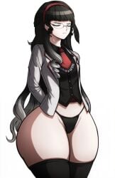 1girls big_ass black_hair eyes_closed female female_only giant_ass glasses large_ass large_thighs multicolored_hair no_pants no_skirt ombre_hair only_female panties project:_eden's_garden solo solo_female sprite sprite_edit thick_thighs thighs tsunaka_eva white_hair