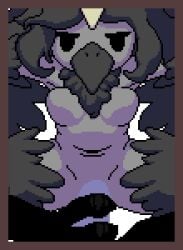 1girls 2d abian animated animation anthro avian_humanoid black_beak black_hair bouncing_breasts female female_anthro female_focus flying footjob front_view gray_body grey_body hovering large_breasts loop nude nude_female pixel_animation pixel_art pov princess_and_conquest