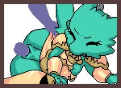 1girls 2d amelie_(princess_and_conquest) animated animation armor bottomless female green_body green_skin leg_up loop on_side one_breast_out pixel_animation pixel_art princess_and_conquest small_breasts transparent_background vaginal vaginal_penetration vaginal_sex