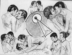 1983 black_and_white body_hair gay hairy_chest hairy_male human human_only james_t._kirk kissing making_out male male/male male_only no_text signature spock star_trek tagme yaoi