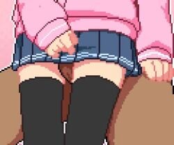 1boy 1girls animated bocchi_the_rock! clothed clothed_sex cum cum_in_pussy cum_inside female gotou_hitori hoodie no_sound original penetration penis pixel_art qswan sex skirt tagme thighhighs v video