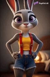ai ai-created ai_art ai_generated cosplay cosplay_misty crossover disney judy_hopps kasumi_(pokemon) panties posing strip striptease teasing zootopia