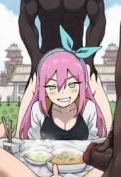 1girls 3boys ai_generated asian_female asian_girl aubrey_(omori) big_breasts blue_eyes blush breasts chopsticks cock_worship cuckold cute_face dark-skinned_male dark_skin female food from_behind fucked_from_behind interracial large_penis long_hair looking_at_viewer male naughty_face netorare ntr omori omori_(character) penis penis_awe penis_size_comparison penis_size_difference pink_hair pounding_ass precum self_upload sex smile smug smug_face tagme women