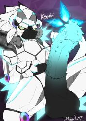 2026 anthro balls biped claws digital_drawing_(artwork) digital_media_(artwork) erection fingers front_view gay gay_male generation_4_pokemon genitals hi_res homosexual homosexual_male lone_(lonewolffl) lonewolffl looking_at_viewer luxray machine male male/male male_only male_penetrating nintendo nude nude_anthro nude_male penis pokemon pokemon_(species) robot simple_background solo spread_legs spreading tail white_body white_tail