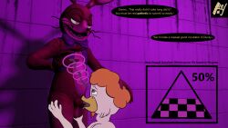 3d 3d_background absurd_res aldenyates aldenyates_(character) ambiguous_gender anatid anseriform anthro anthro_on_anthro anthro_penetrated anthro_penetrating anthro_penetrating_anthro avian bird dialogue duck five_nights_at_freddy's five_nights_at_freddy's:_help_wanted fnaf_vr_help_wanted genitals glitchtrap hi_res hypnosis hypnosis_fetish lagomorph leporid mammal mind_control nonbinary_(lore) oral oral_only oral_penetration penetration penis rabbit scottgames sex spiral spiral_eyes trans_(lore)