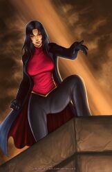1girls artist_name asian asian_female big_breasts black_hair breasts_visible_through_clothing building clothing coat dc dc_comics emotionless expressionless female female_only fully_clothed john_becaro lady_shiva long_coat mature milf mother night no_nude no_sex perfect_woman pointing realistic_breast_size realistic_proportions sandra_wu-san slim_waist solo standing_on_building supervillain villainess