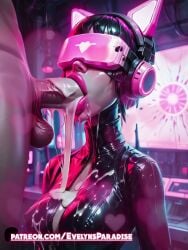 ai_generated big_ass big_breasts big_penis cum cum_in_mouth cum_inside headgear hospital huge_cock juicy_butt mommy_evelyn nurse pink pink_hair tagme video vr_headset