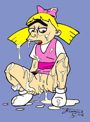 2006 blonde_hair bottomless bukkake helga_pataki hey_arnold! jk male_focus nickelodeon pussy socks