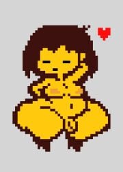 tagme frisk undertale shortstack penis thighs huge_thighs balls shoes shoes_only heart pixel_art cyanu