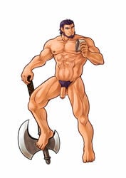 1boy axe fire_emblem fire_emblem:_path_of_radiance fire_emblem:_radiant_dawn largo_(fire_emblem) male male_only nude solo tagme