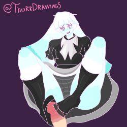 alex_(thurr) blue_hair calf_socks ethereal ethereal_hair femboy femboy_on_male floating footjob footjob_with_legwear footwear legwear long_hair looking_at_viewer male oc panties showing_panties skirt smiling_at_penis smiling_at_viewer socks tagme thurr_(artist) white_hair