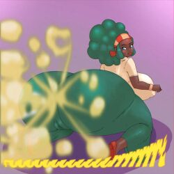 african_female afro big_ass big_breasts cameltoe dark-skinned_female fart fart_cloud fart_fetish high_heels huge_ass huge_breasts kneeling lenora_(pokemon) looking_back pokemon