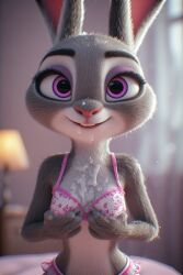 ai-created ai_generated cum_on_body cum_on_tits cumshot disney judy_hopps lingerie posing posing_for_the_viewer teasing zootopia