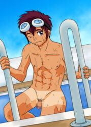 abs censored daisuke_motomiya digimon digimon_adventure_02 human male male_only muscle red_hair