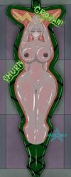 absurd_res accessory ambiguous_gender ambiguous_pred anthro antlers big_breasts bird's-eye_view breasts breath_fog curvy_figure dark_nipples digestion digestion_noises duo exhausted eyebrows female female_prey feral feral_pred floppy_ears fur galacticmachine genitals grey_body grey_fur hair_accessory hi_res high-angle_view horn hourglass_figure internal jackalope lagomorph lying mammal nipples nude on_back organs pseudoregalia reptile scalie snake soft_vore stomach sybil_(pseudoregalia) text thick_eyebrows thick_thighs unwilling_prey vore vulva wet wide_hips