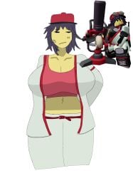 1girls artist_request baseball_cap baseball_mortar belly_button belt big_breasts black_eyes breasts cap cleavage clothed clothes dark_hair huge_breasts huge_thighs looking_away midriff mortar_(tds) red_cap reference_image roblox roblox_game robloxian short_hair simple_background standing stomach thick_thighs thighs tower_defense_simulator white_background white_clothing yellow_body yellow_skin