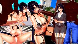 1boy 1girls 3d big_penis cum cum_in_pussy dark-skinned_male dark_skin fellatio female glasses interracial koikatsu large_breasts male numbersguy original queen_of_spades sensei_(numbersguy) spade tattoo teacher v