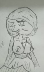 anthro anthro_only breasts gardevoir jaleczu large_breasts nipples pokemon pokemon_(species) sketch