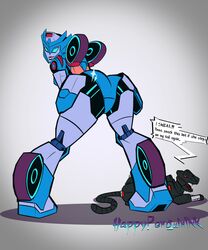 1girls alien alien_girl ass ass_focus ass_up big_ass big_butt blue_eyes blue_panties butt butt_focus chromia female female_focus happypenguinink machine panties ravage robot robot_girl round_ass shiny_ass text thick_legs thick_thighs transformers transformers_cyberverse